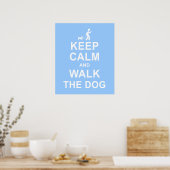 Houd Calm en loop de Dog motivatie poster blu (Keuken)