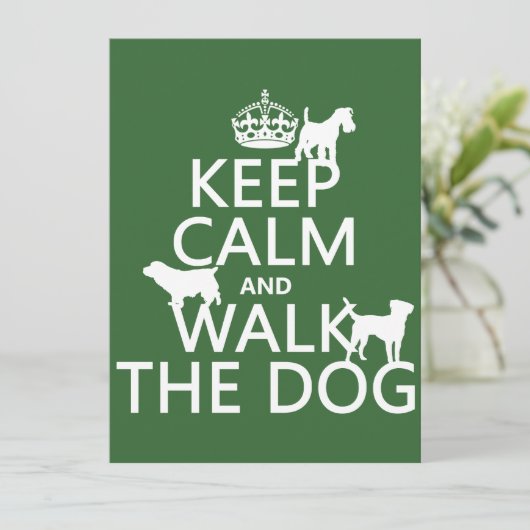 Houd Calm en loop de Hond - alle kleuren Kaart (Staand voorkant)