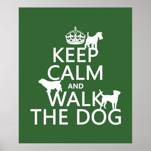 Houd Calm en loop de Hond - alle kleuren Poster (Voorkant)