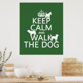 Houd Calm en loop de Hond - alle kleuren Poster (Keuken)