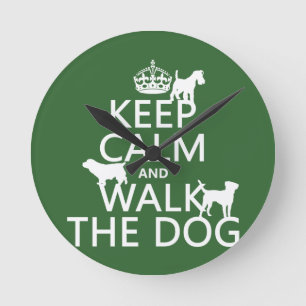 Houd Calm en loop de Hond - alle kleuren Ronde Klok