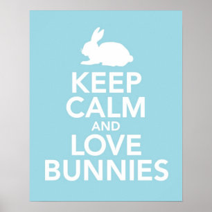 Houd Calm en Love Bunnies drukken of posters in bl