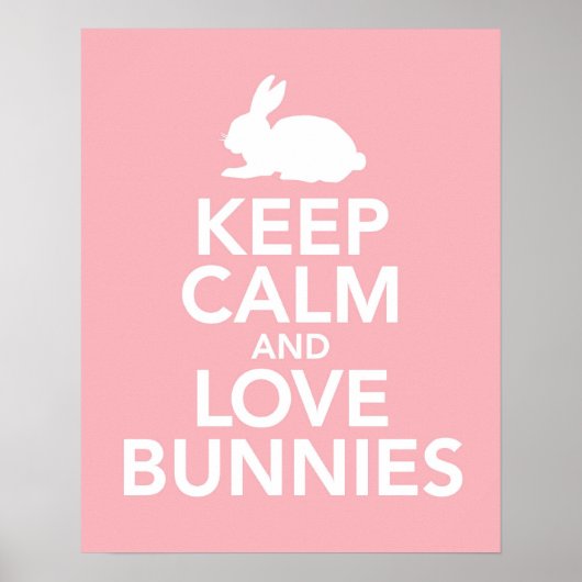 Houd Calm en Love Bunnies in roze druk of poster (Voorkant)