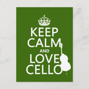 Houd Calm en Love Cello (om het even welke achterg Briefkaart