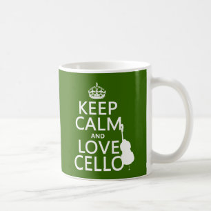 Houd Calm en Love Cello (om het even welke achterg Koffiemok