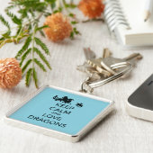 Houd Calm en Love Dragons Unieke Afdruk op Blauw Sleutelhanger (Zijkant)