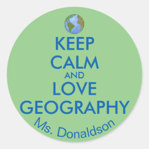 Houd Calm en Love Geography Ronde Sticker