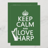 Houd Calm en Love Harp (om het even welke achtergr Kaart (Voorkant / Achterkant)
