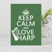 Houd Calm en Love Harp (om het even welke achtergr Kaart (Staand voorkant)