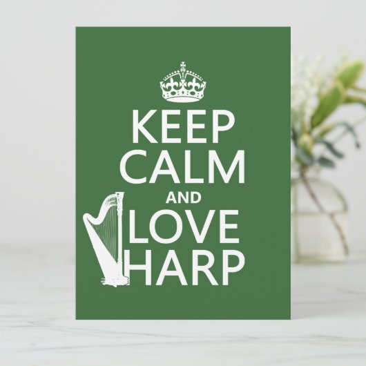 Houd Calm en Love Harp (om het even welke achtergr Kaart (Staand voorkant)