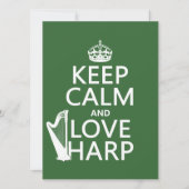 Houd Calm en Love Harp (om het even welke achtergr Kaart (Voorkant)