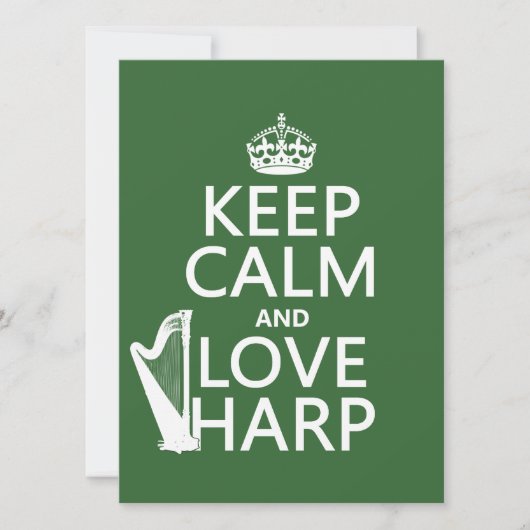 Houd Calm en Love Harp (om het even welke achtergr Kaart (Voorkant)