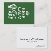 Houd Calm en Love Harp (om het even welke achtergr Visitekaartje (Voorkant / Achterkant)