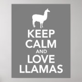 Houd Calm en Love Llamas afdrukken of poster (Voorkant)