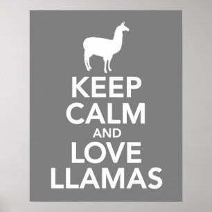 Houd Calm en Love Llamas afdrukken of poster