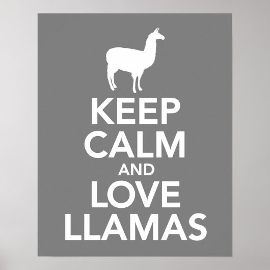 Houd Calm en Love Llamas afdrukken of poster (Voorkant)