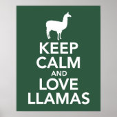 Houd Calm en Love Llamas afdrukken of poster (Voorkant)