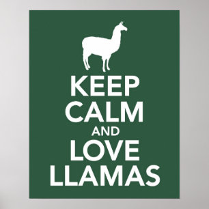 Houd Calm en Love Llamas afdrukken of poster