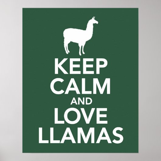 Houd Calm en Love Llamas afdrukken of poster (Voorkant)