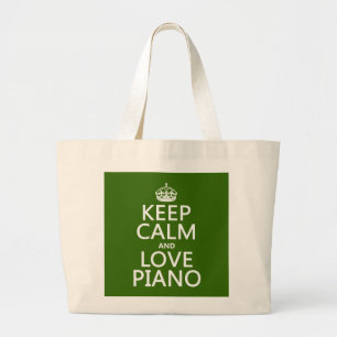 Houd Calm en Love Piano (om het even welke achterg Grote Tote Bag