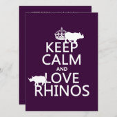 Houd Calm en Love Rhinos (om het even welke achter Kaart (Voorkant / Achterkant)