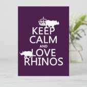 Houd Calm en Love Rhinos (om het even welke achter Kaart (Staand voorkant)