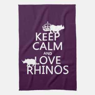 Houd Calm en Love Rhinos (om het even welke achter Theedoek