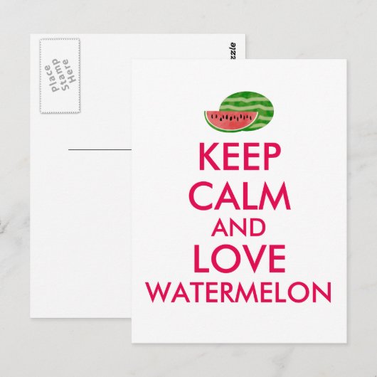 Houd Calm en Love Watermelon Gift Briefkaart (Voorkant / Achterkant)