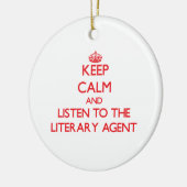Houd Calm en luister aan de Letterlijke Agent Keramisch Ornament (Links)