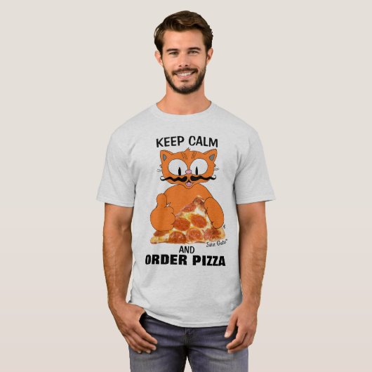 HOUD CALM EN ORDE PIZZA Senor Gato™ Funny T-shirt (Voorkant volledig)