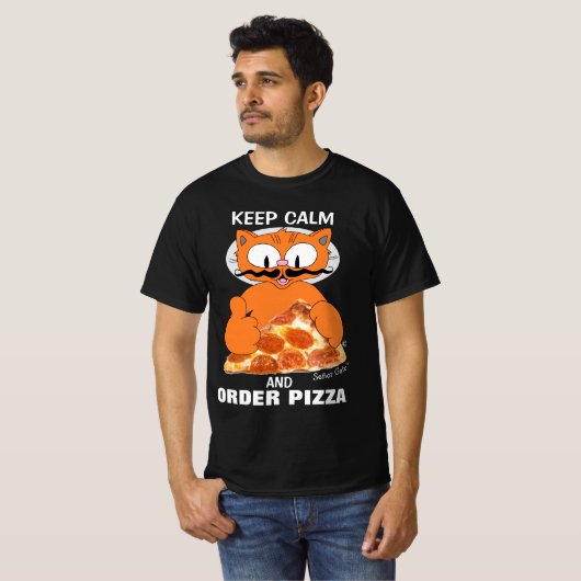 HOUD CALM EN ORDE PIZZA Senor Gato™ Funny T-shirt (Voorkant volledig)