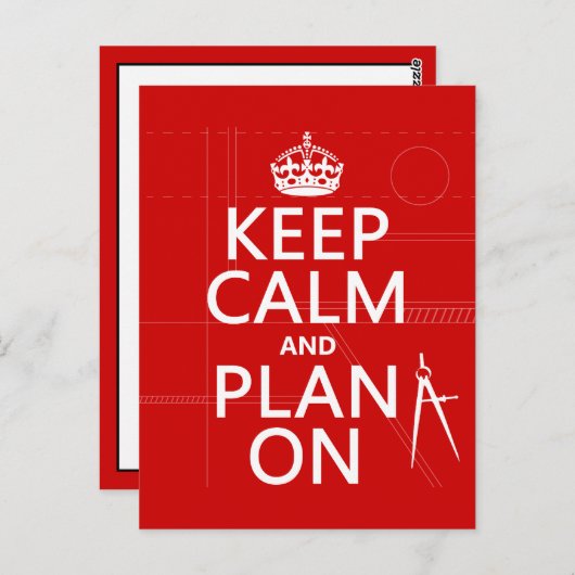Houd Calm en Plan op (in om het even welke kleur) Briefkaart (Voorkant / Achterkant)