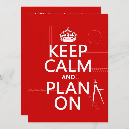 Houd Calm en Plan op (in om het even welke kleur) Kaart (Voorkant / Achterkant)