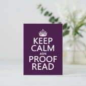 Houd Calm 'en' Proofread (en) (in elke kleur) Briefkaart (Staand voorkant)