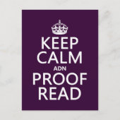 Houd Calm 'en' Proofread (en) (in elke kleur) Briefkaart (Voorkant)