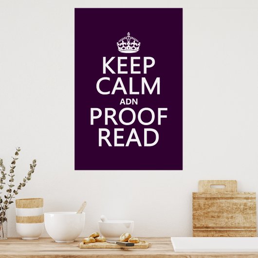 Houd Calm 'en' Proofread (en) (in elke kleur) Poster (Keuken)