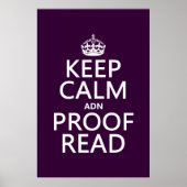 Houd Calm 'en' Proofread (en) (in elke kleur) Poster (Voorkant)