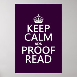 Houd Calm 'en' Proofread (en) (in elke kleur) Poster
