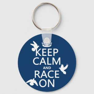 Houd Calm en Race aan (Pigeons) (alle kleuren) Sleutelhanger