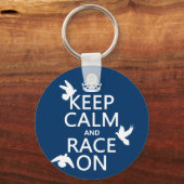 Houd Calm en Race aan (Pigeons) (alle kleuren) Sleutelhanger (Voorkant)