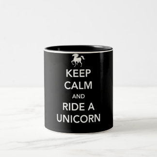 Houd Calm en Ride a Unicorn Tweekleurige Koffiemok