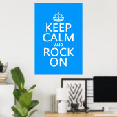 Houd Calm en Rock aan (elke achtergrondkleur) Poster (Thuiskantoor)