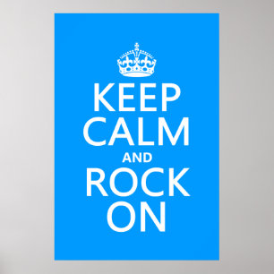 Houd Calm en Rock aan (elke achtergrondkleur) Poster