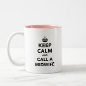 Houd Calm en roep een Verloskundige Tweekleurige Koffiemok (Links)