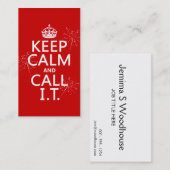 Houd Calm en roep IT (om het even welke kleur) Visitekaartje (Voorkant / Achterkant)