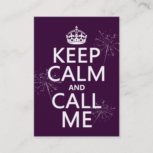 Houd Calm en roep me (om het even welke kleur) Visitekaartje (Voorkant)