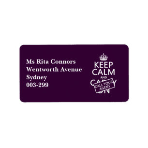 Houd Calm en roep Uw Agent (om het even welke kleu Etiket