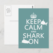 Houd Calm en Shark aan (aanpasbare kleuren) Briefkaart (Voorkant / Achterkant)