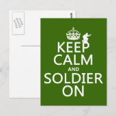 Houd Calm en Soldier aan (om het even welke achter Briefkaart (Voorkant / Achterkant)