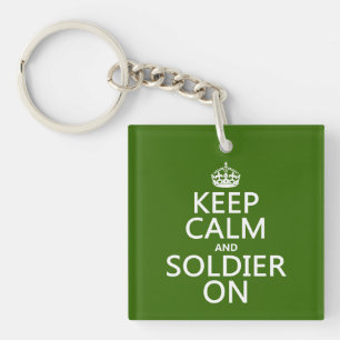 Houd Calm en Soldier aan (om het even welke achter Sleutelhanger